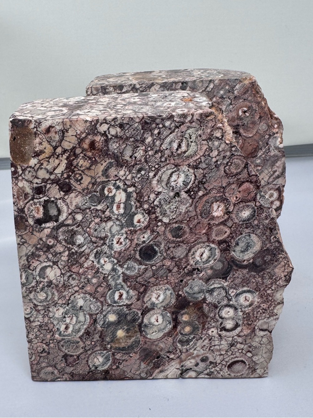 Vintage Heavy Birdseye Rhyolite Raw Stone Bookends